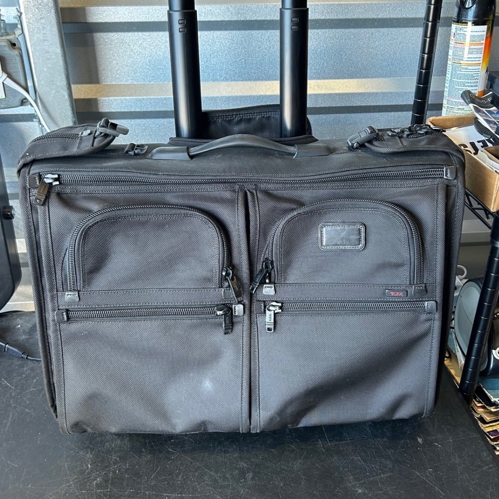 CLEAN Tumi Alpha Ballistic Nylon Wheeled Garment Bag Black Business Luggage